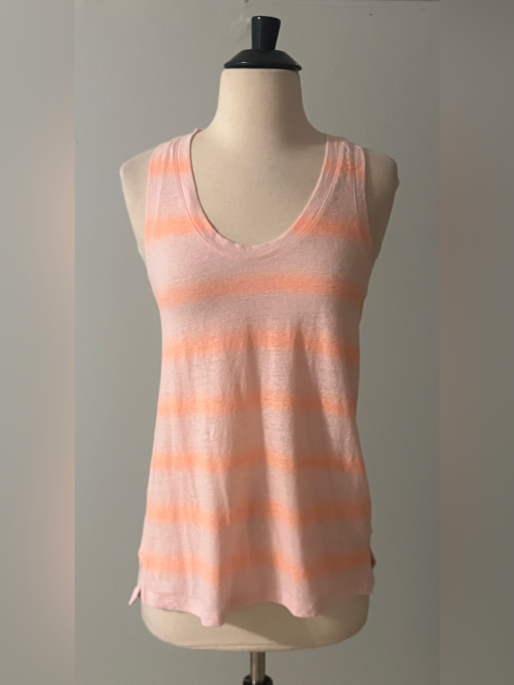 Gap Burnout Striped Racerback Tank Top Pink Orange XS Soft Casual